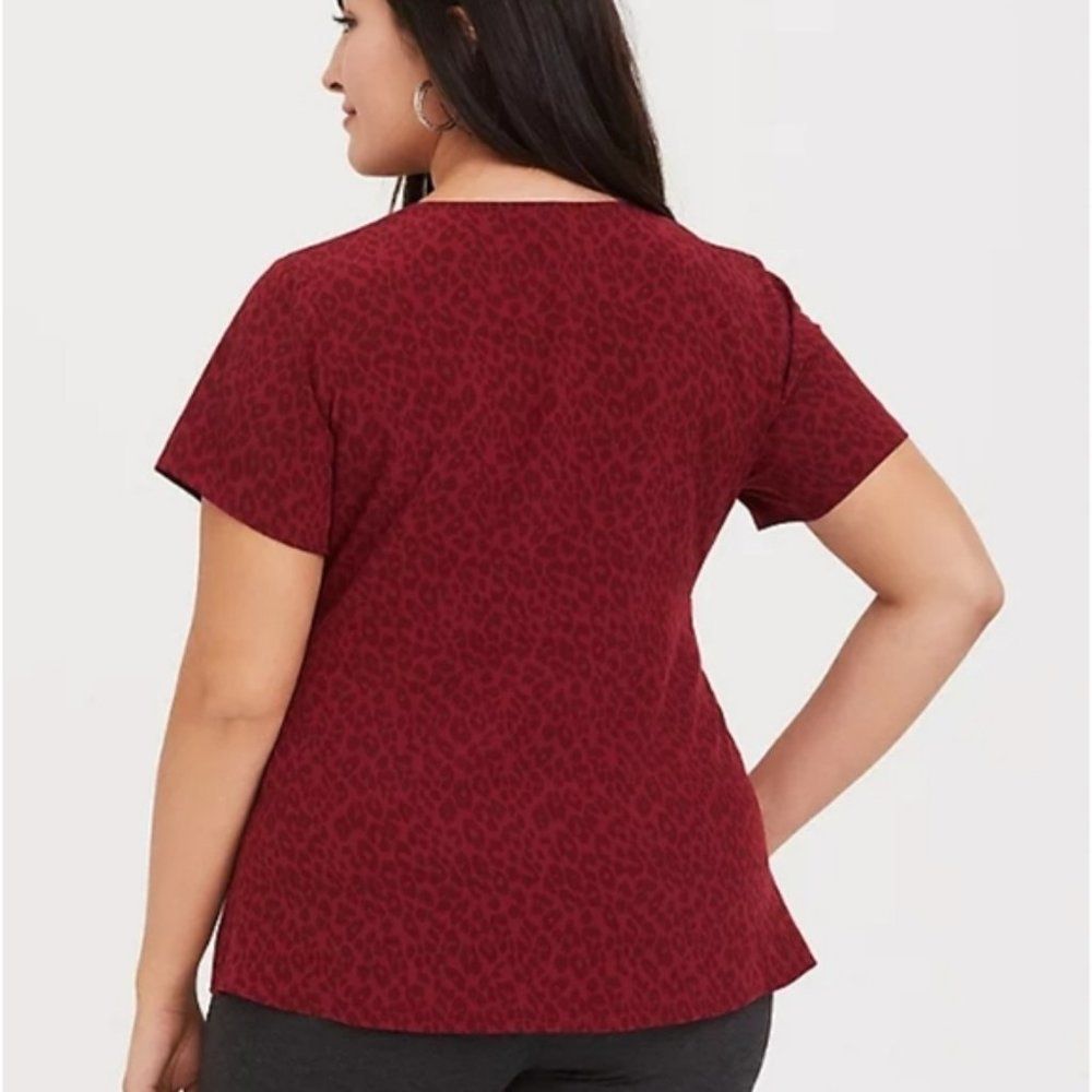 Torrid Red Leopard Print Button Fun Casual Blouse… - image 2